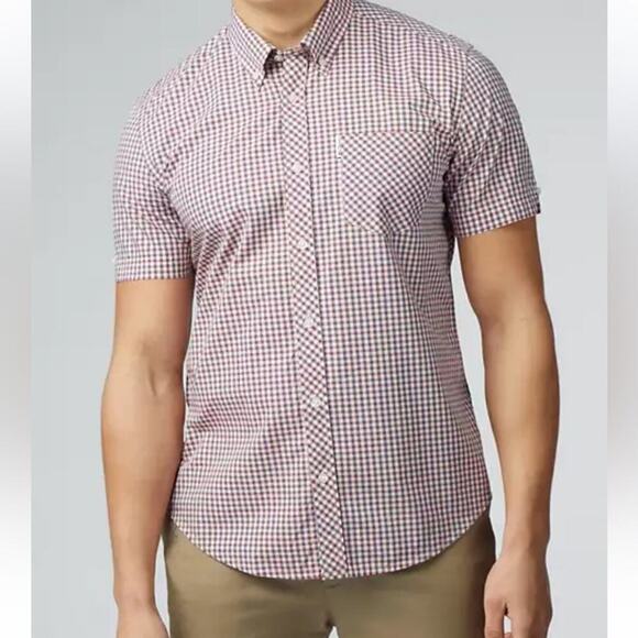 Ben Sherman Red, White &‎ Blue Signature Gingham Short Sleeve Button Shirt Sz M - Picture 1 of 10